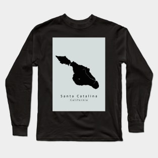 Santa Catalina California Island Map dark Long Sleeve T-Shirt